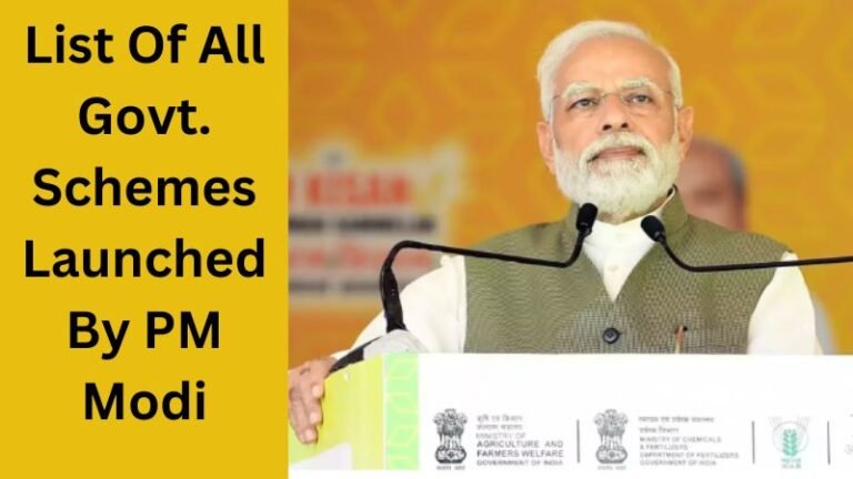 List Of All Govt. Schemes Launched By PM Modi