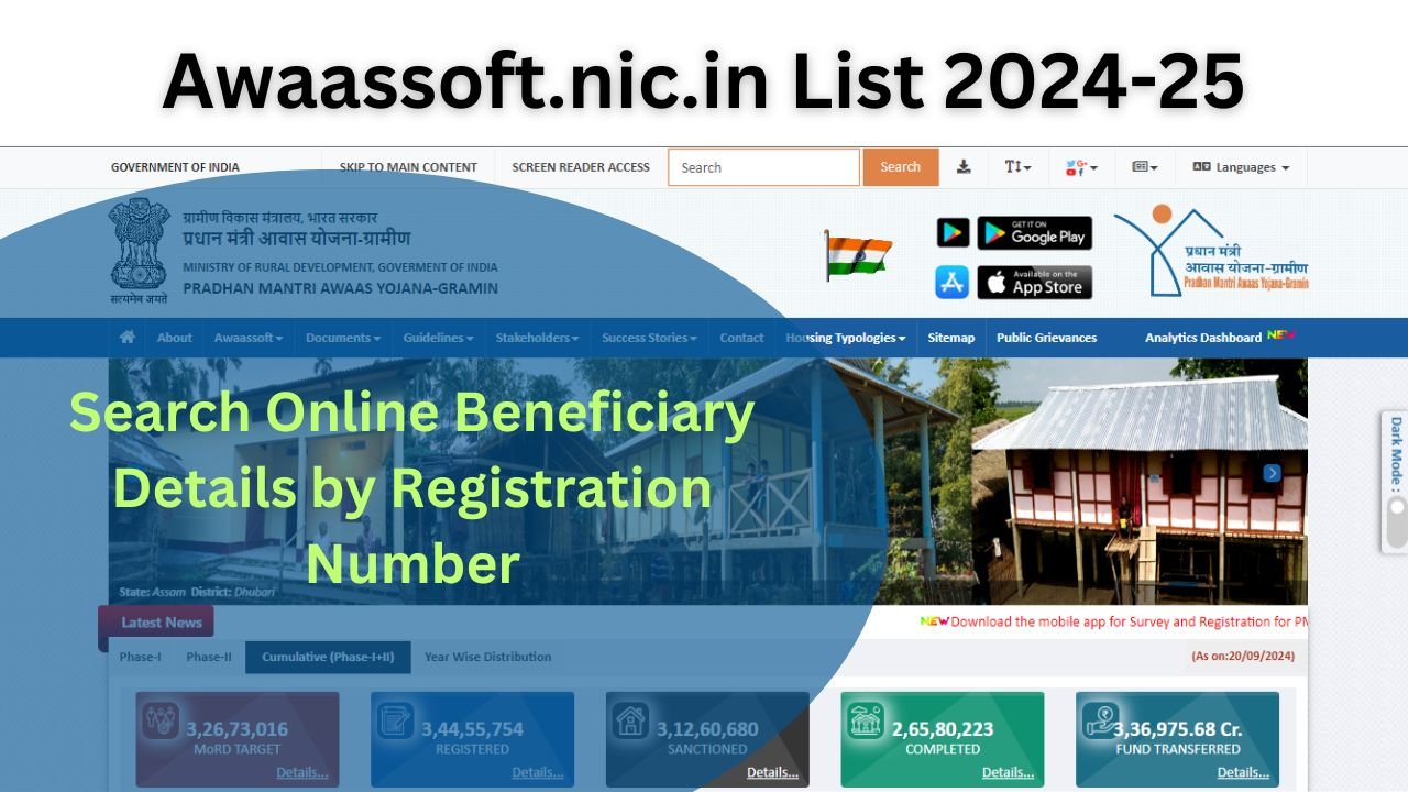 Awaassoft.nic.in List 2024-25: Search Online Beneficiary Details by Registration Number