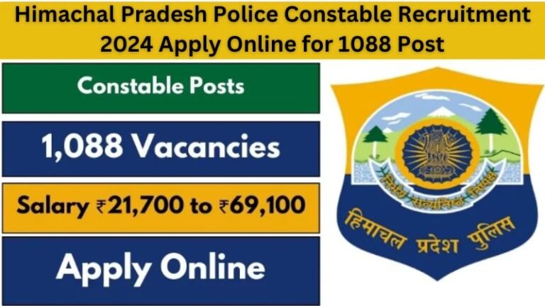 Himachal Pradesh Police Constable Recruitment 2024 Apply Online for 1088 Post